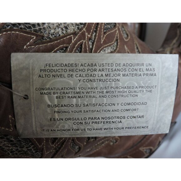 Cowboy Pro Cowgirl Boots Size 6.5 Brown Leather Python Cross Snip Toe Western - Picture 10 of 12